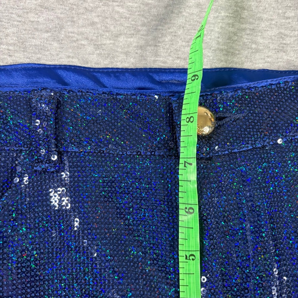 Siwy Hannah Marine Blue Sequin Skinny Pants Lined Glam Party Disco Size 29 - Picture 9 of 12